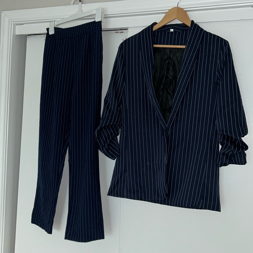 Striped blue suit